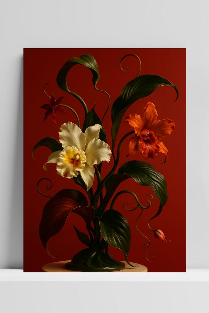 Flowers Sculpture Botanical Floral dans un intérieur