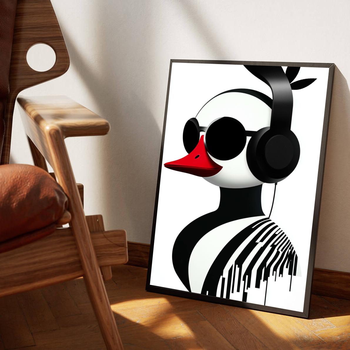 Bird Headphone Minimalist poster van 25 Artstreet