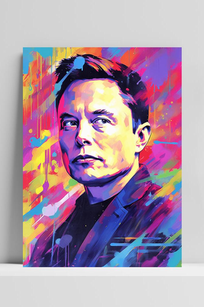 Elon Musk Poster op 3mm aluminium dibond