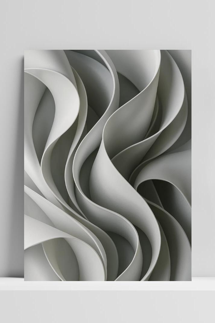 White Wave Abstract Digital dans un intérieur