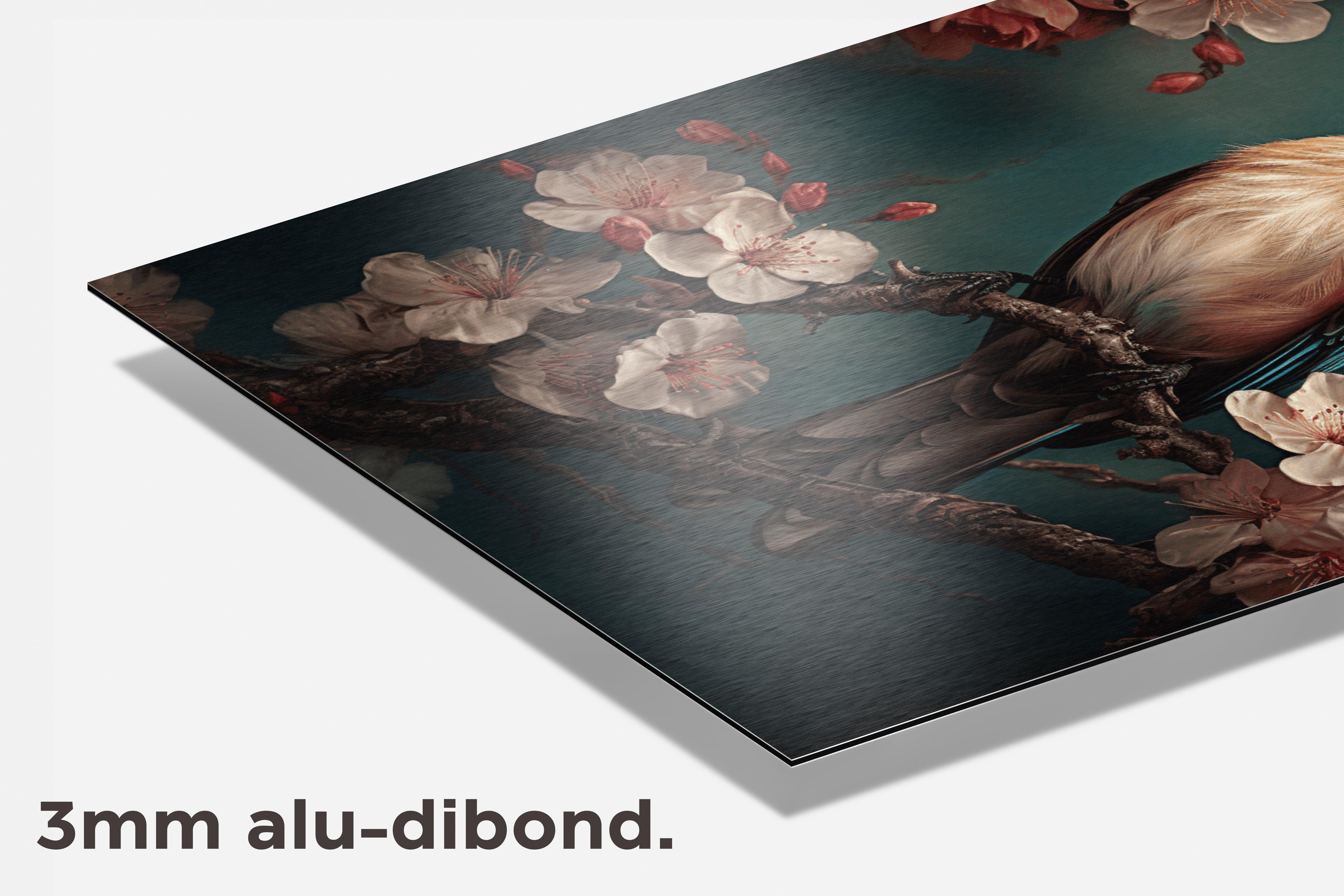 Ijsvogel Roze Bloem dibond detail