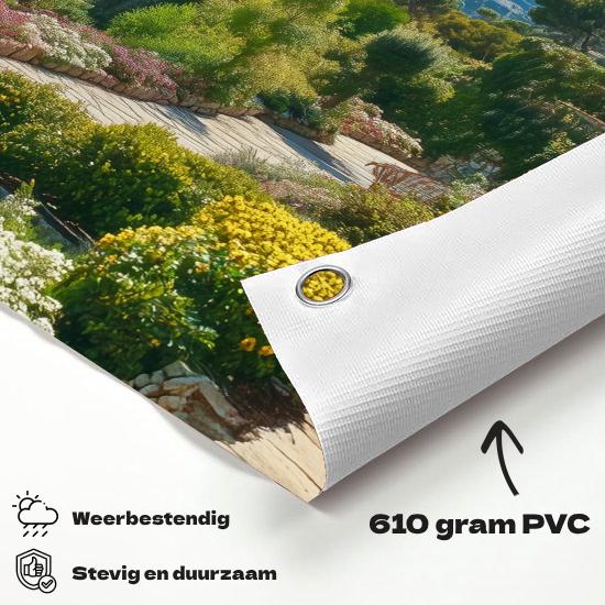 Tuinposter Frankrijk materiaal-detail: 610 grams weerbestendig PVC-doek