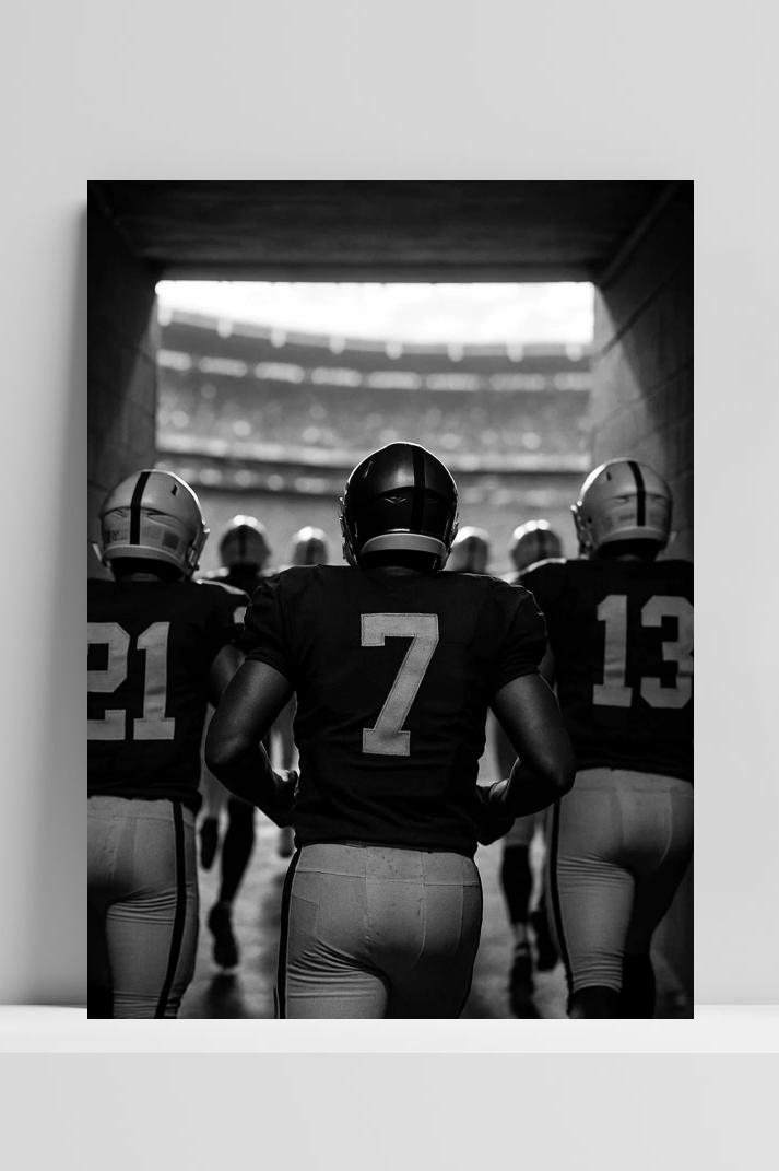 American Football B&W op 3mm aluminium dibond