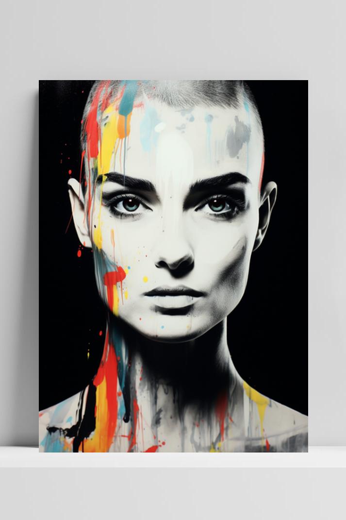 Sinead O Connor Zwart op 3mm aluminium dibond