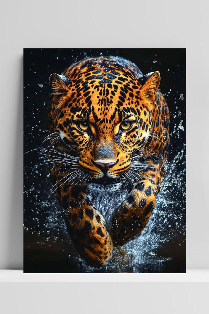Luipaard op 3mm aluminium dibond