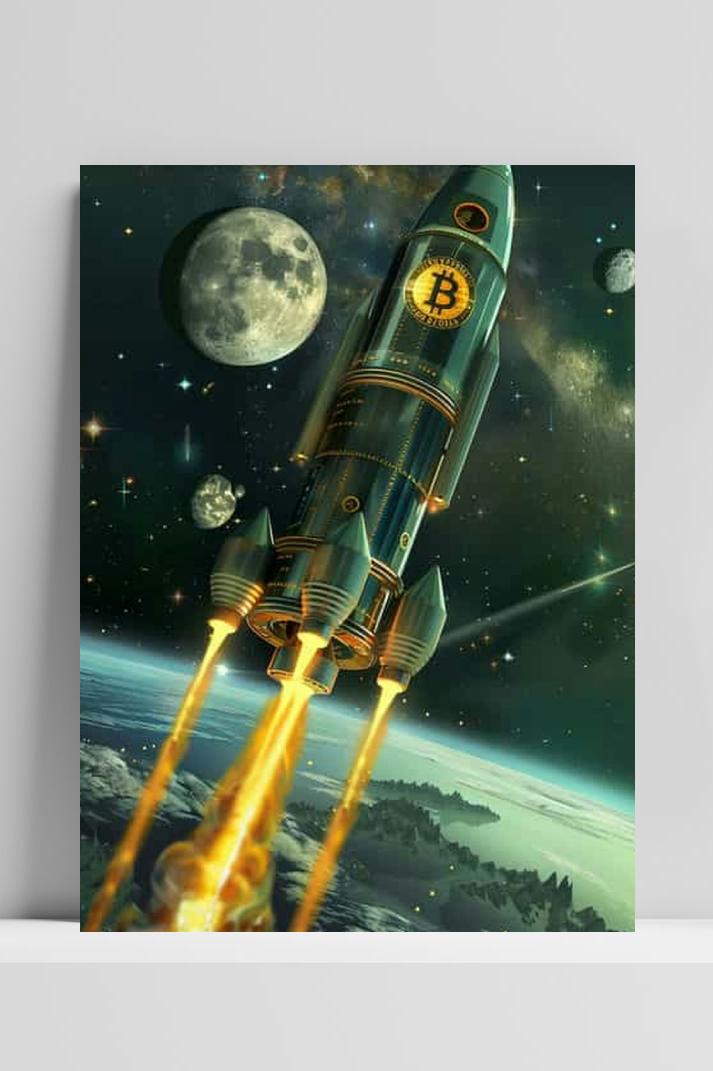 Bitcoin Ruimteschip op 3mm aluminium dibond