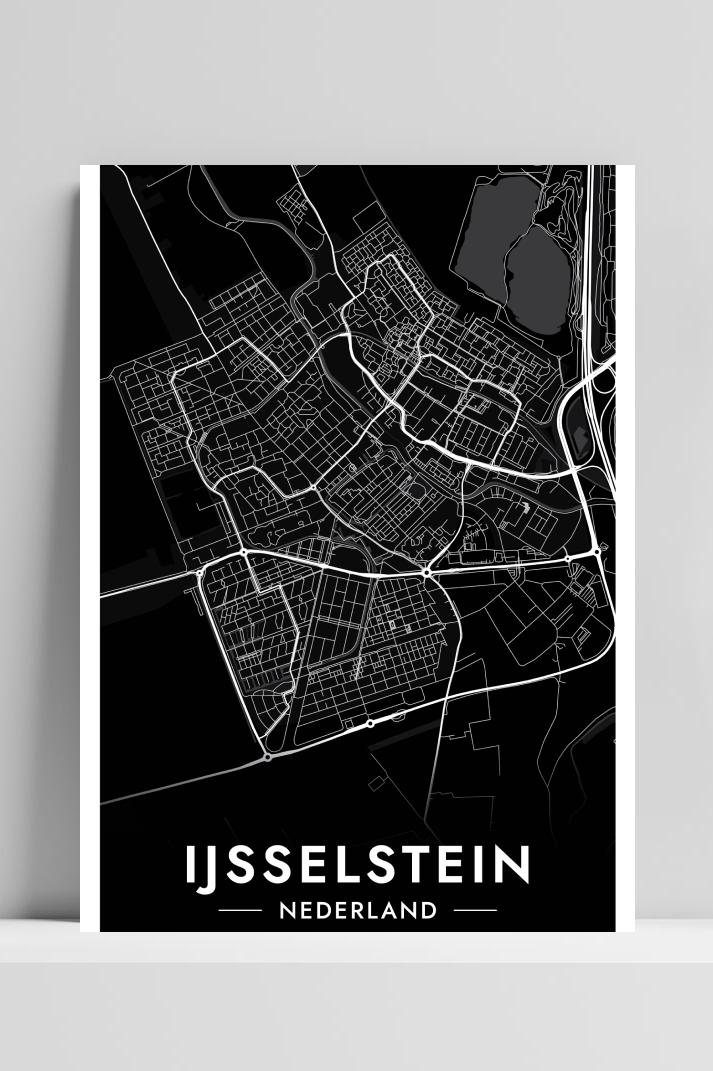 Ijsselstein Map op 3mm aluminium dibond