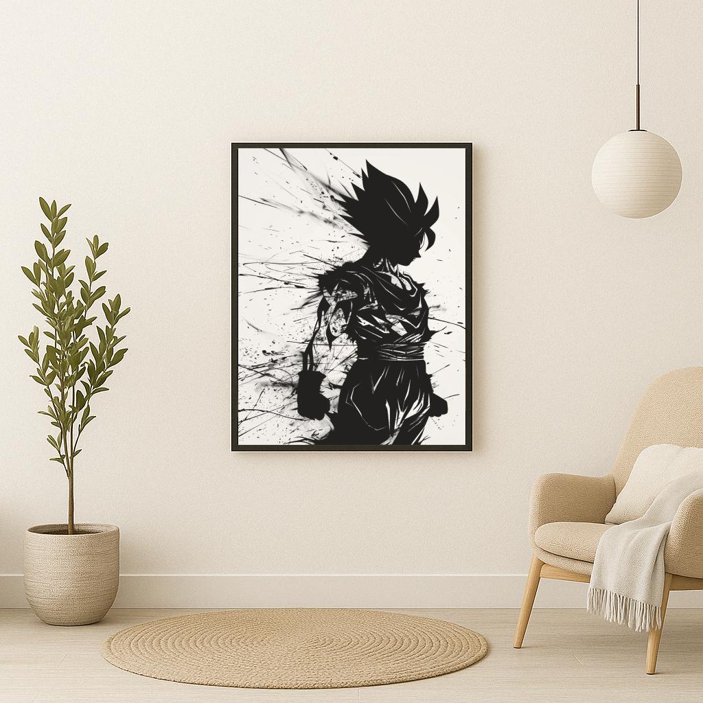 Gohan Silhouette Dragon Ball B&W poster sfeerbeeld 2