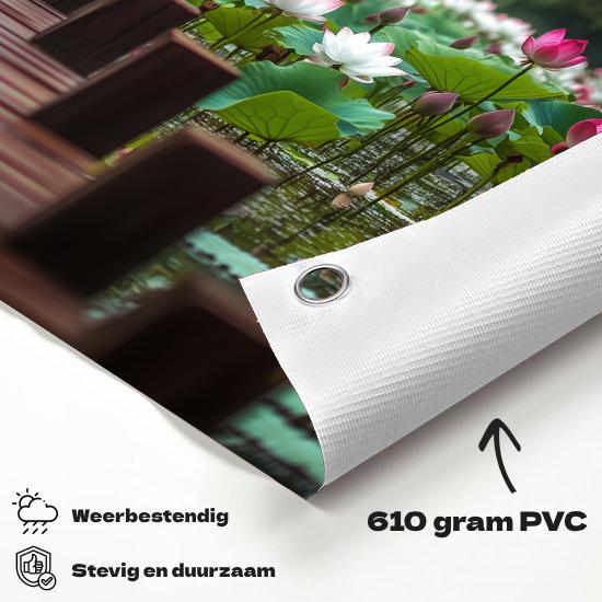 Tuinposter Lotus materiaal-detail: 610 grams weerbestendig PVC-doek