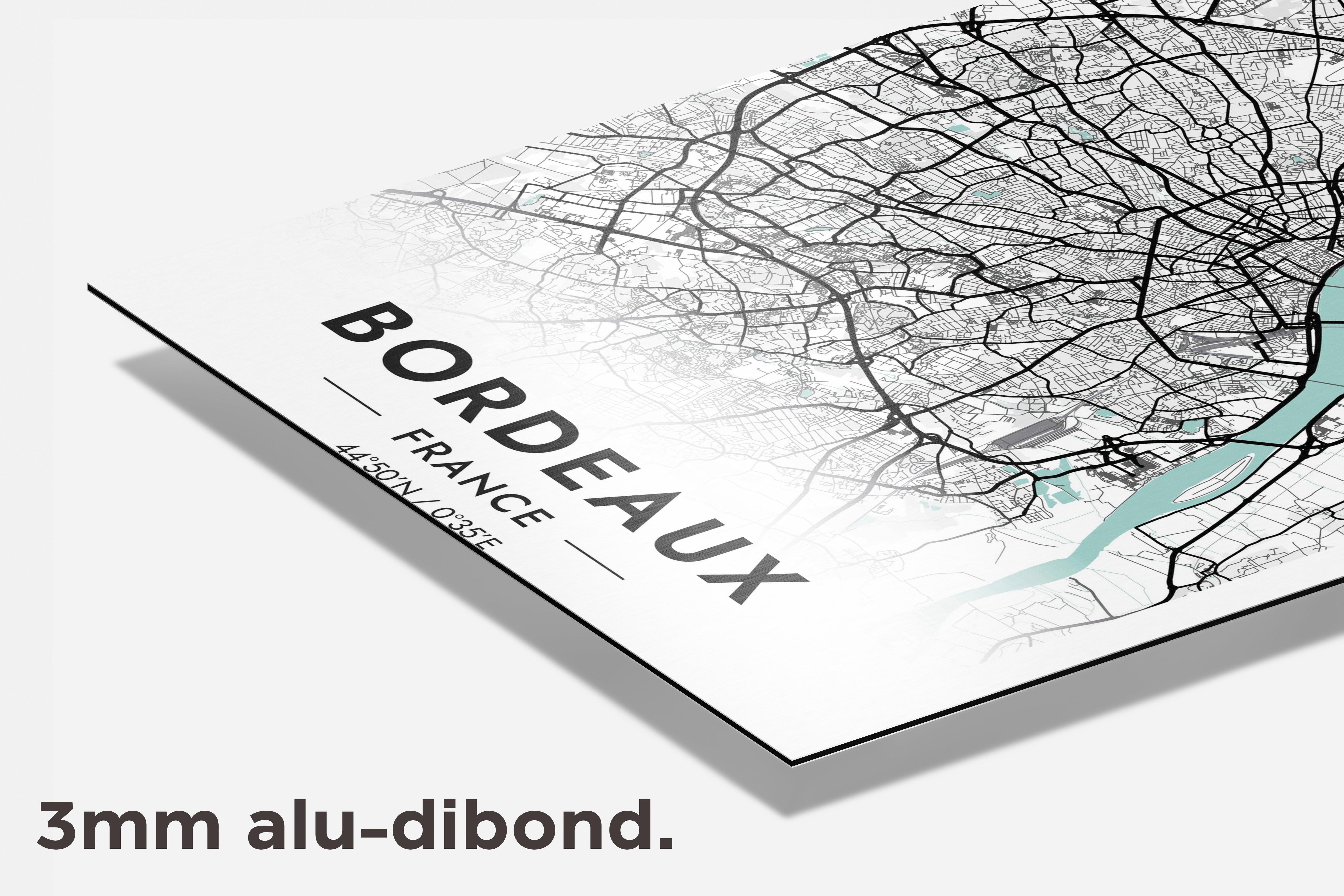 Bordeaux Kaart Frankrijk dibond detail