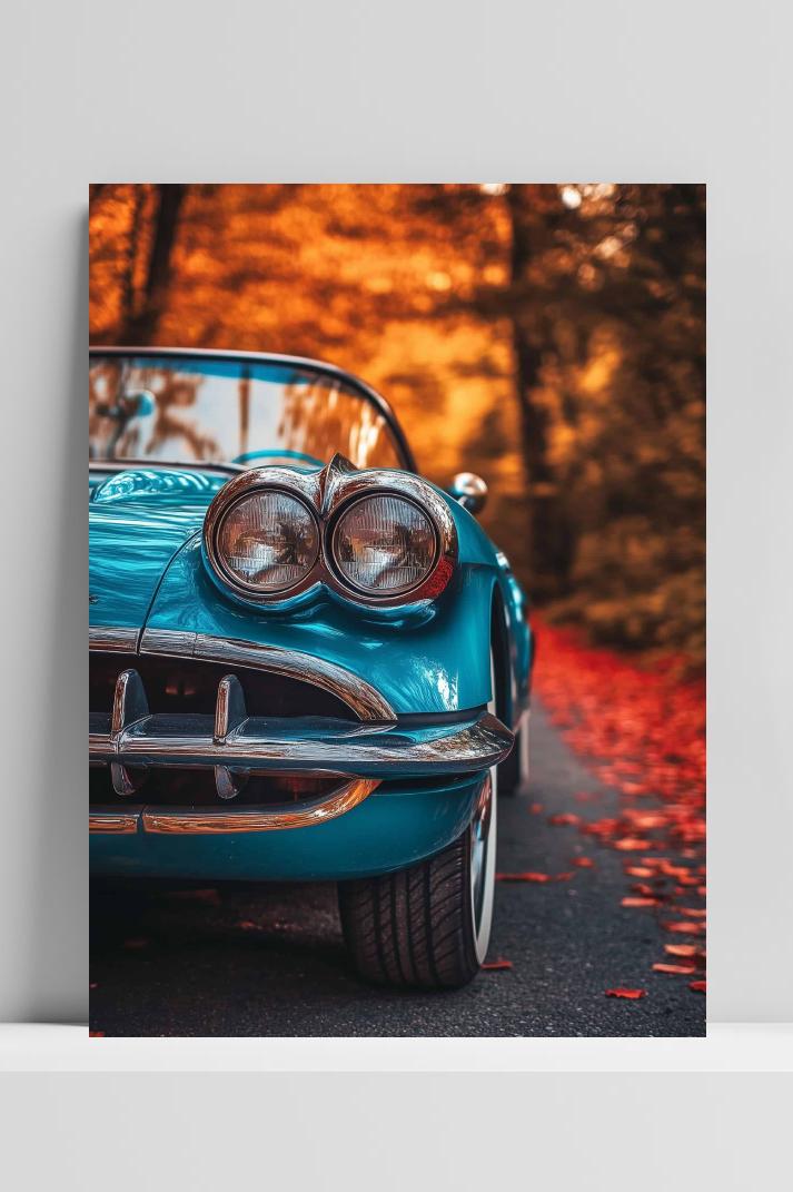 Blauwe Auto op 3mm aluminium dibond