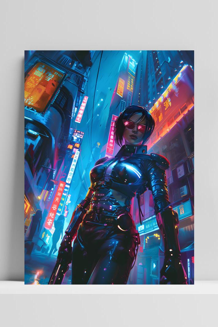 Cyberpunk Stad op 3mm aluminium dibond