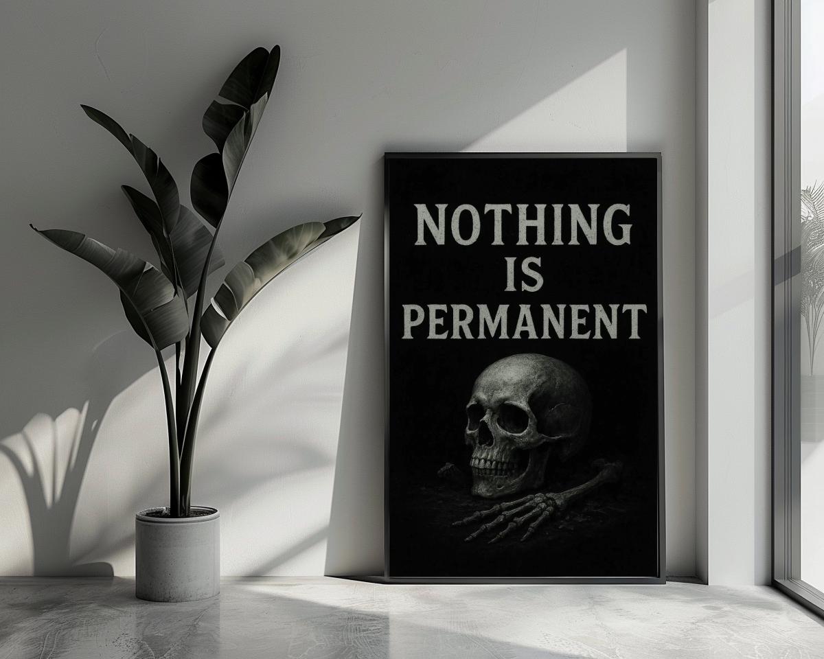 Nothing Is Permanent Text B&W poster van 25 Artstreet