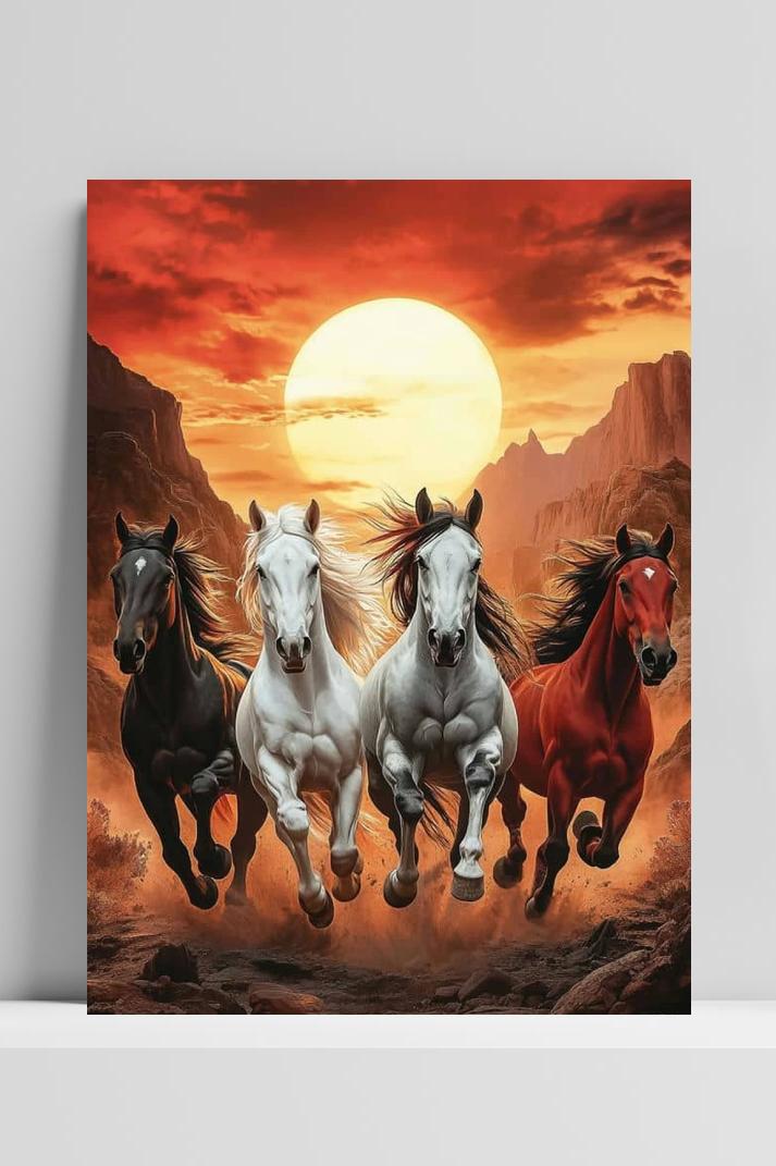 Woestijn Paarden op 3mm aluminium dibond