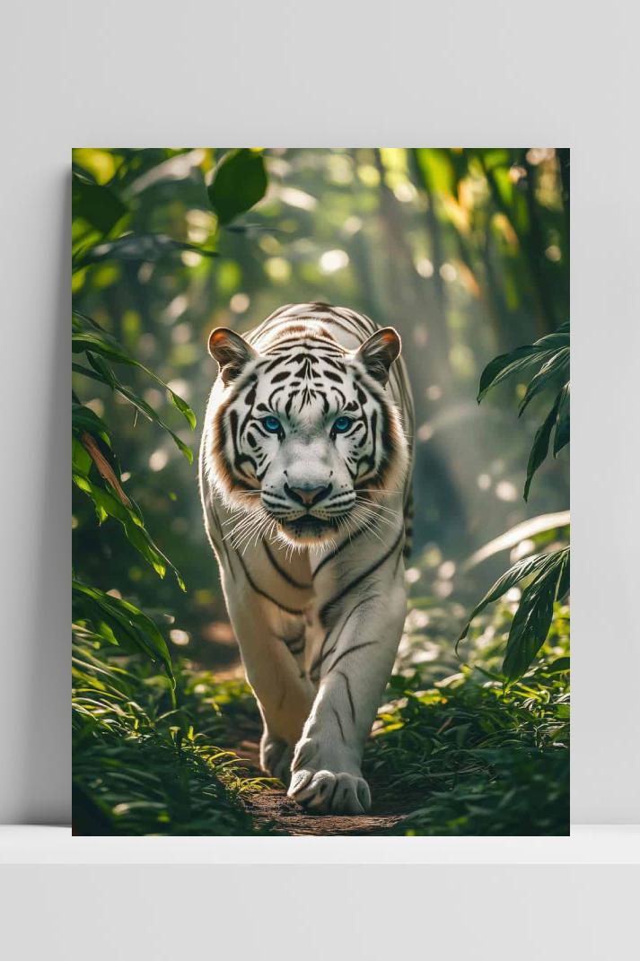 Witte Tijger op 3mm aluminium dibond