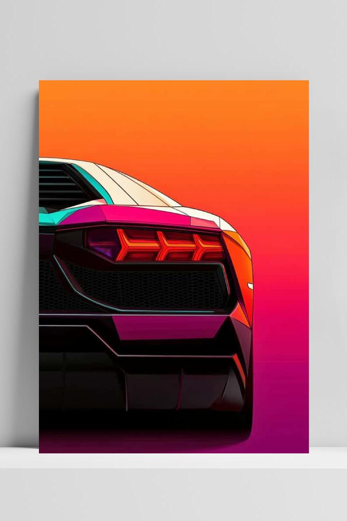 Sports Car op 3mm aluminium dibond