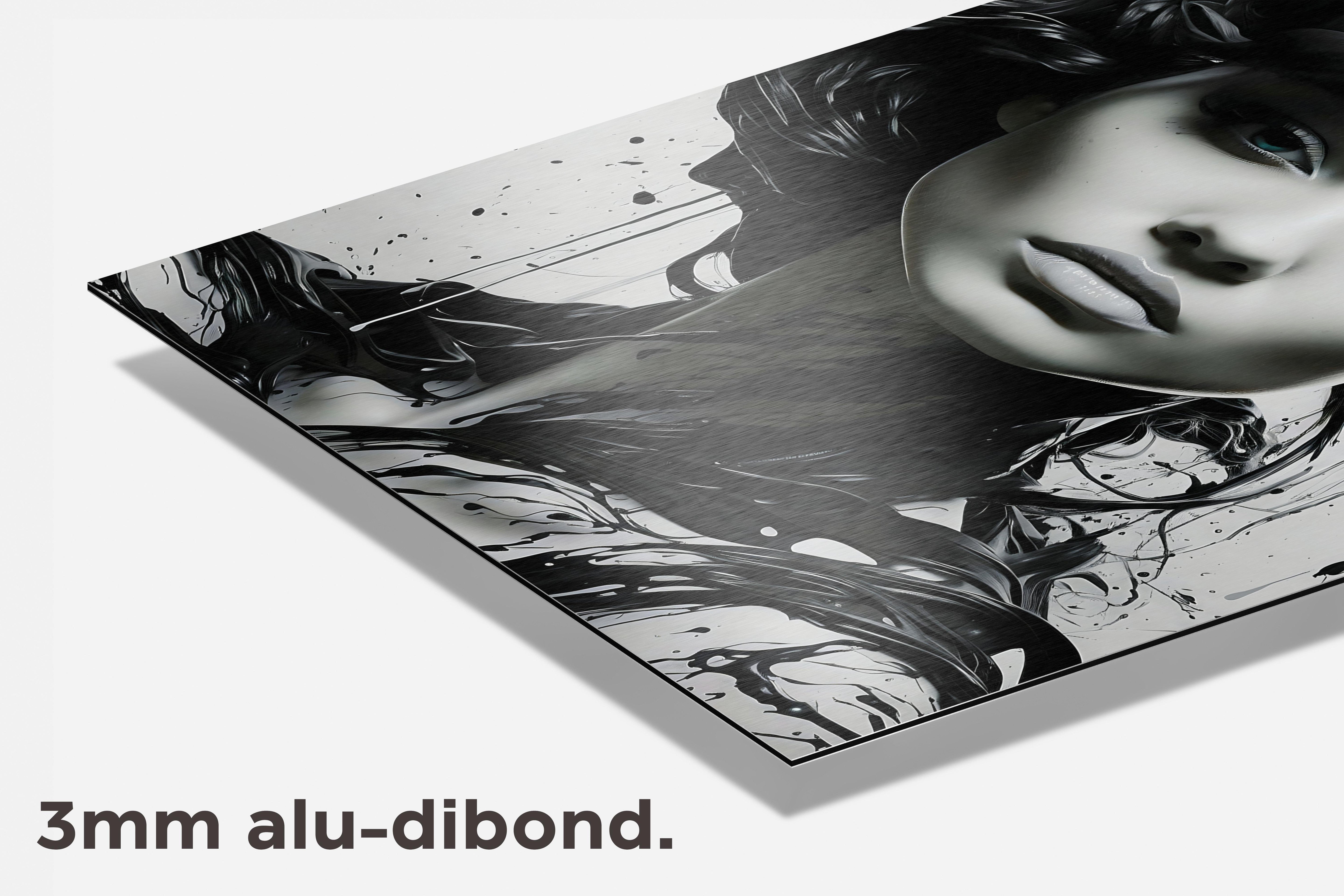 Zwart Wit Vrouw Verf dibond detail