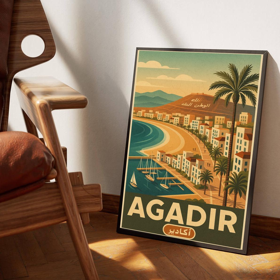 Agadir Morocco Vintage Text poster sfeerbeeld 3