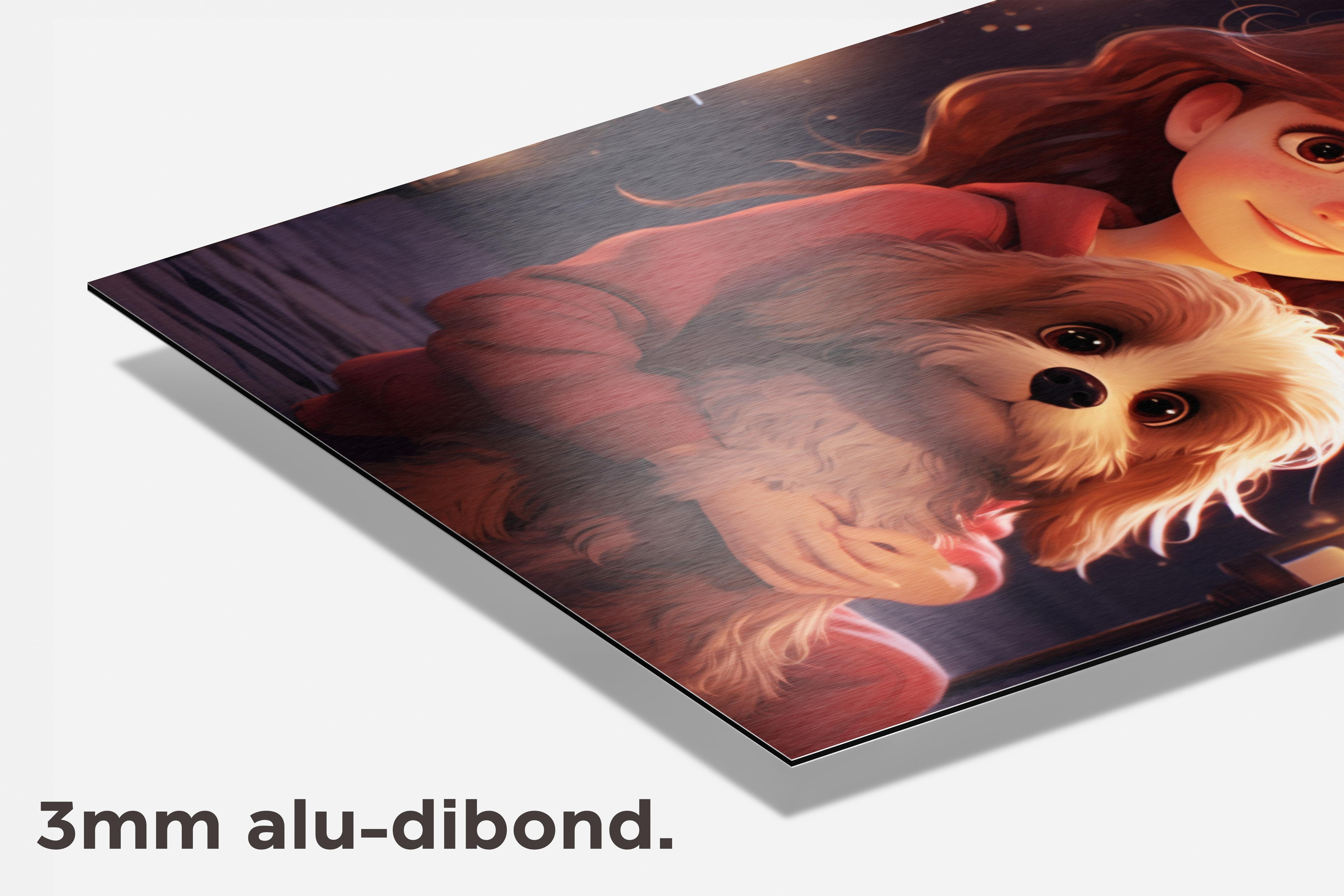 Meisje met Hond dibond detail