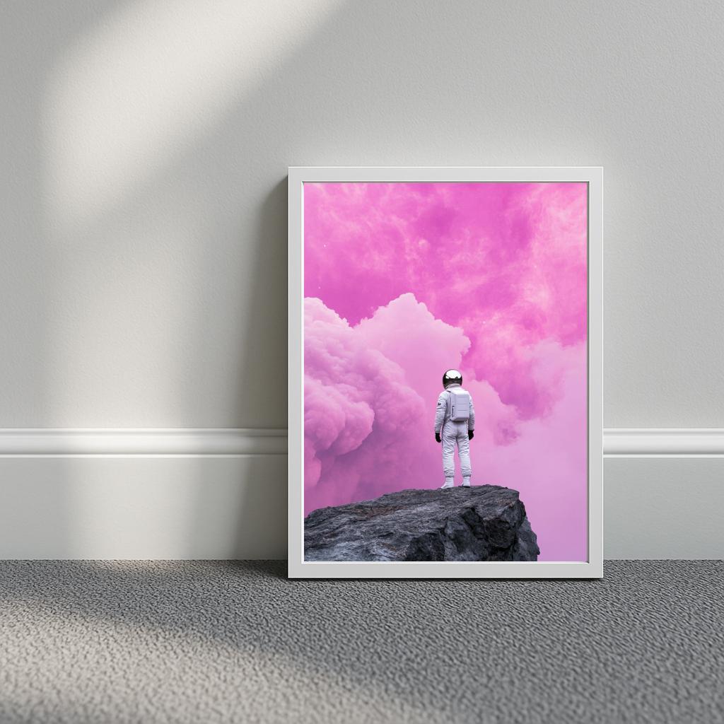 Astronaut Pink Clouds poster sfeerbeeld 3