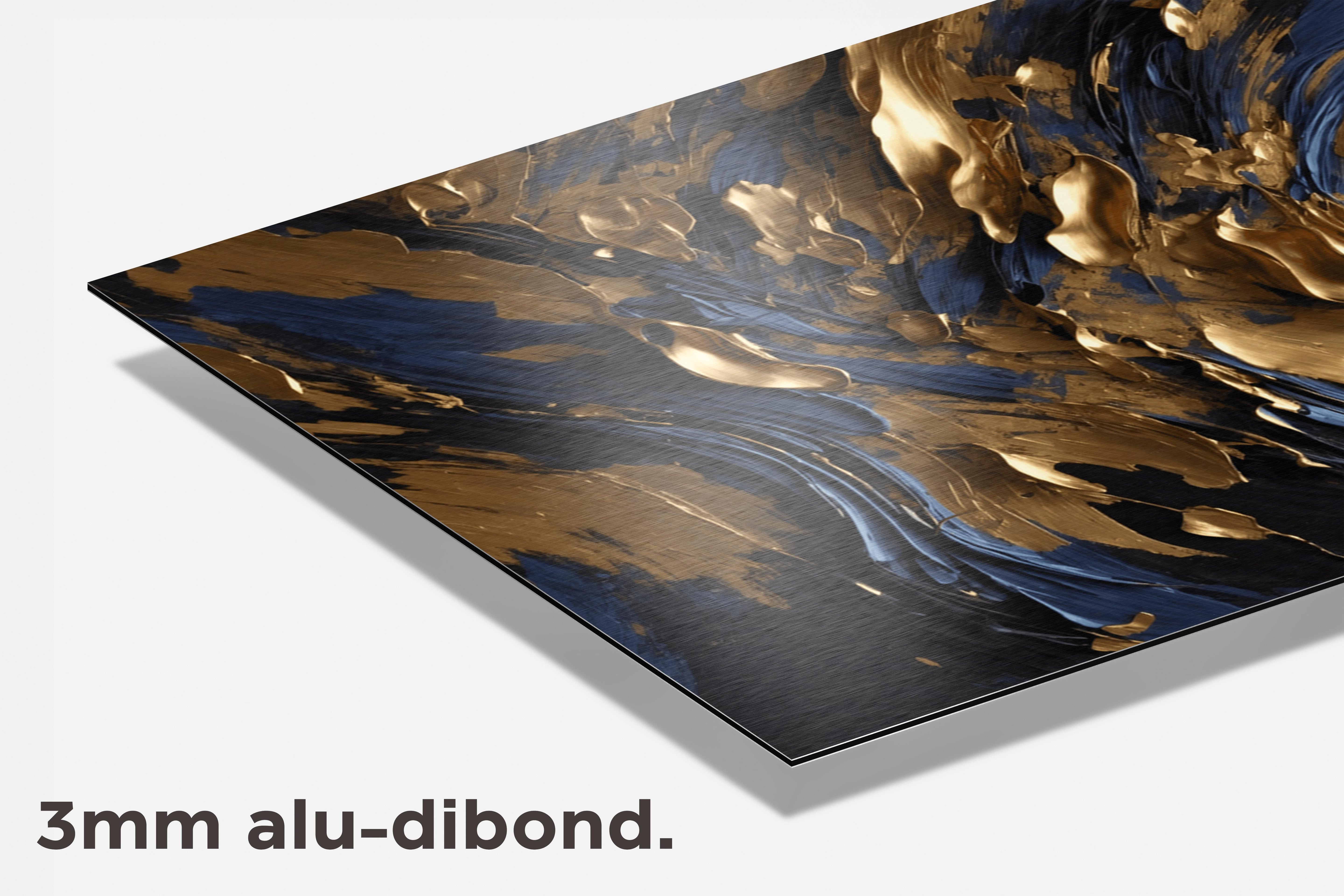 Blauw Goud dibond detail