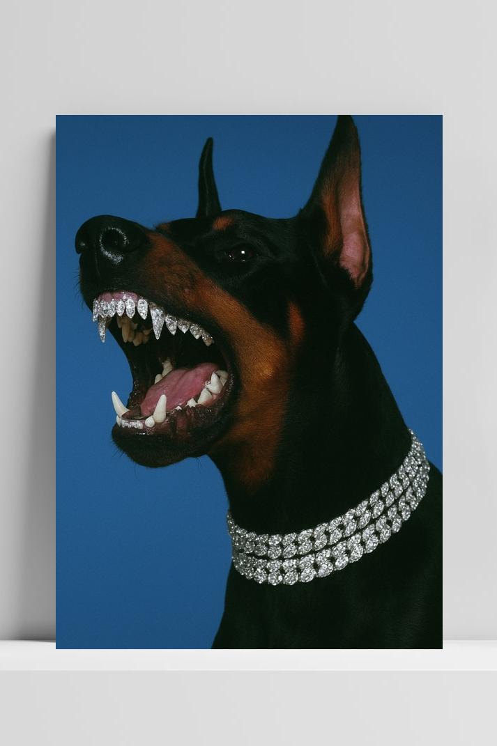 Doberman Diamonds Necklace Collar Grillz poster van 25 Artstreet
