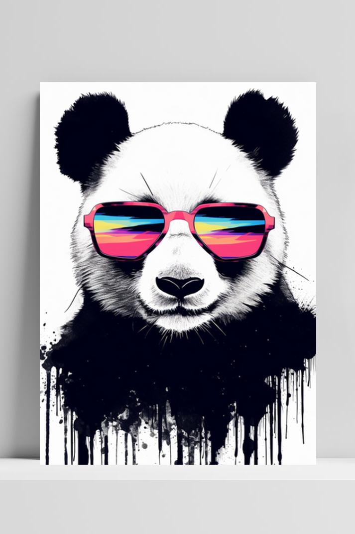Panda Roze Zonnenbril op 3mm aluminium dibond