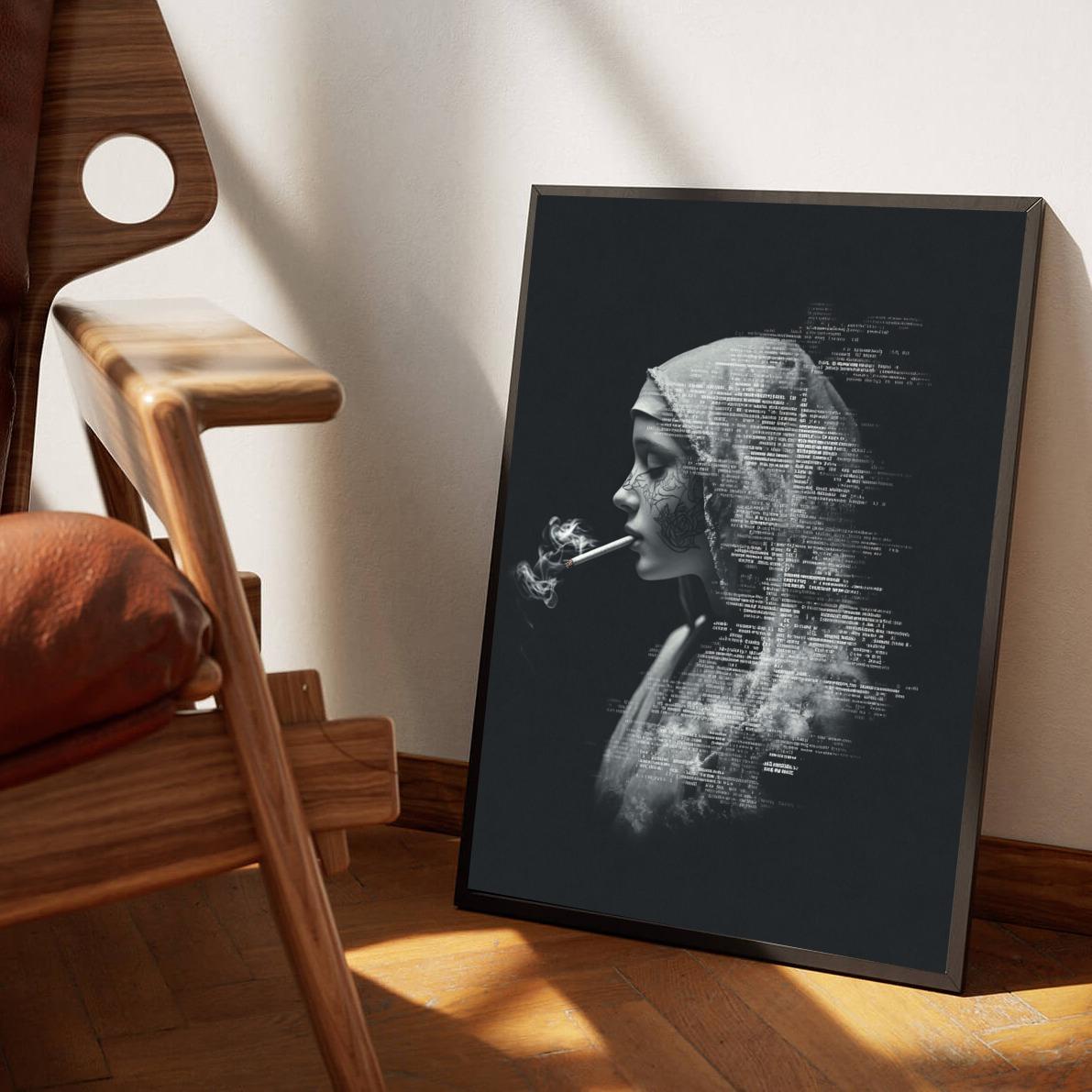 Nun Cigarette B&W poster van 25 Artstreet