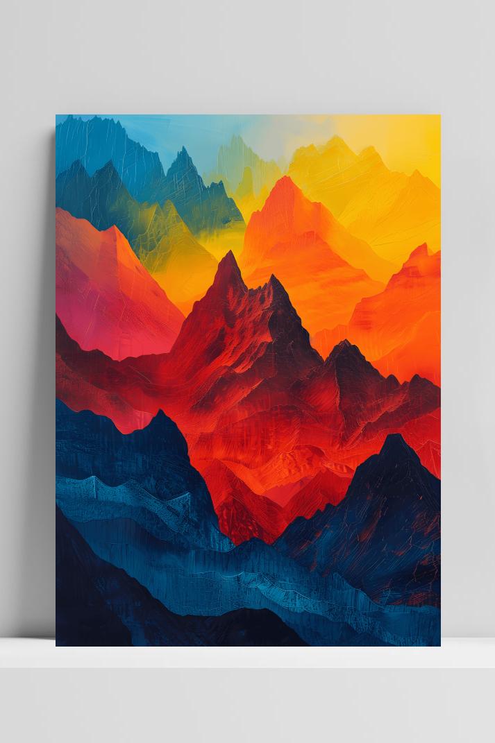 Kleurrijke Bergen op 3mm aluminium dibond