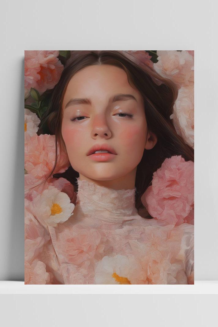 Meisje Bloemen op 3mm aluminium dibond