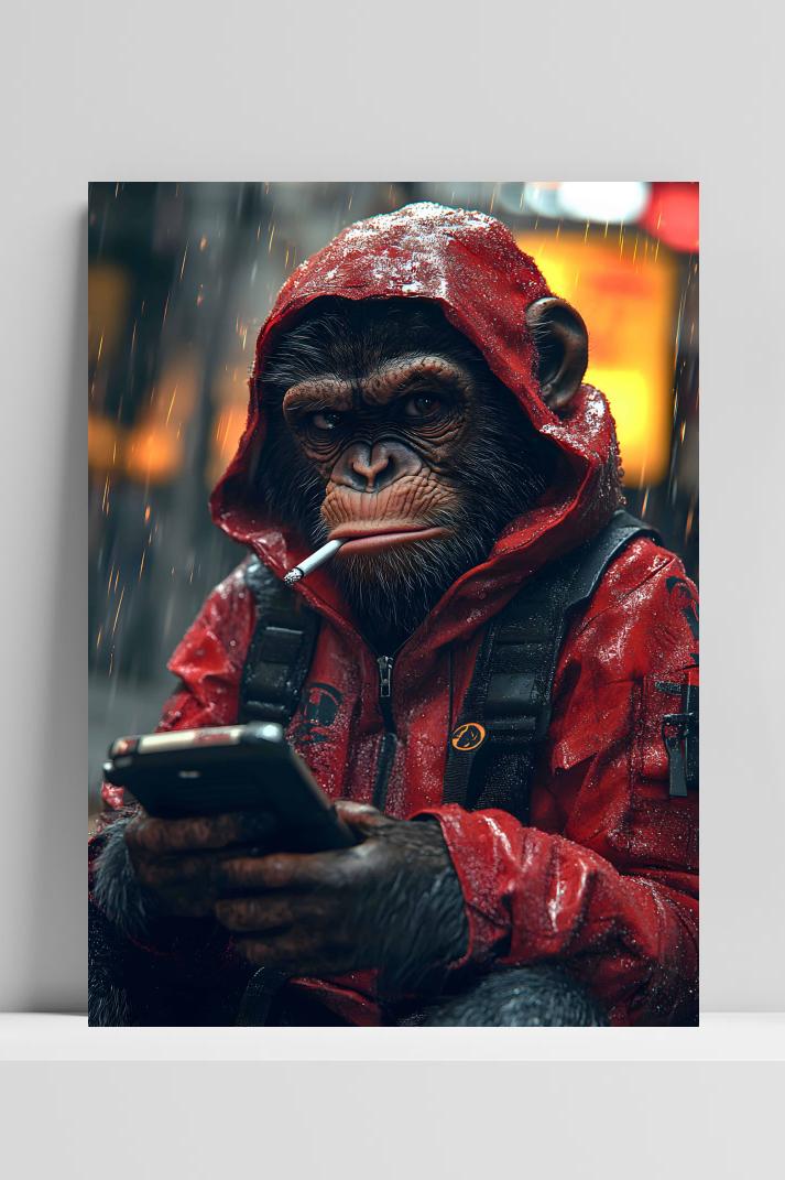 Coole Aap op 3mm aluminium dibond