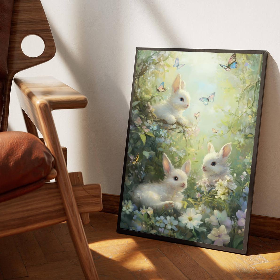 Rabbits Garden Aquarel poster van 25 Artstreet