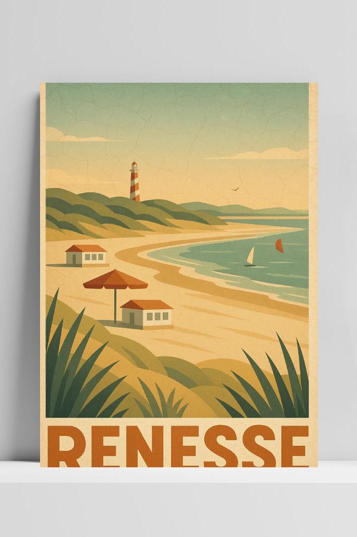 Renesse Text Vintage op 3mm aluminium dibond