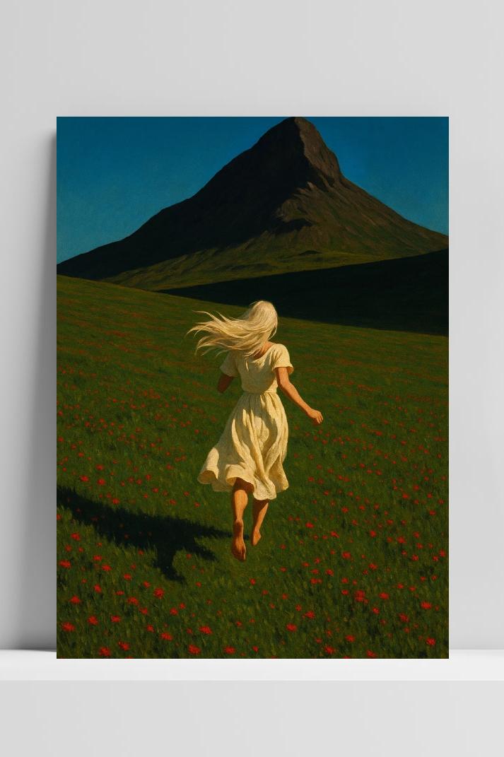 Woman Landscape op 3mm aluminium dibond