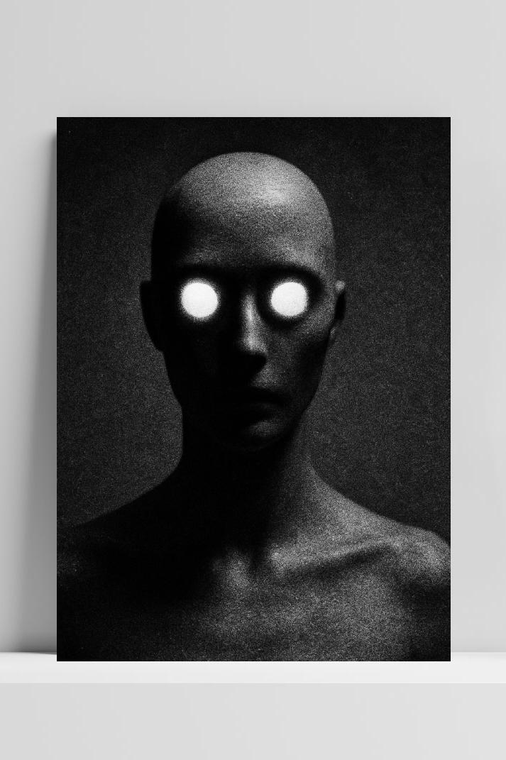 Póster Glowing Eyes Fantasy Zwart-Wit de 25 Artstreet