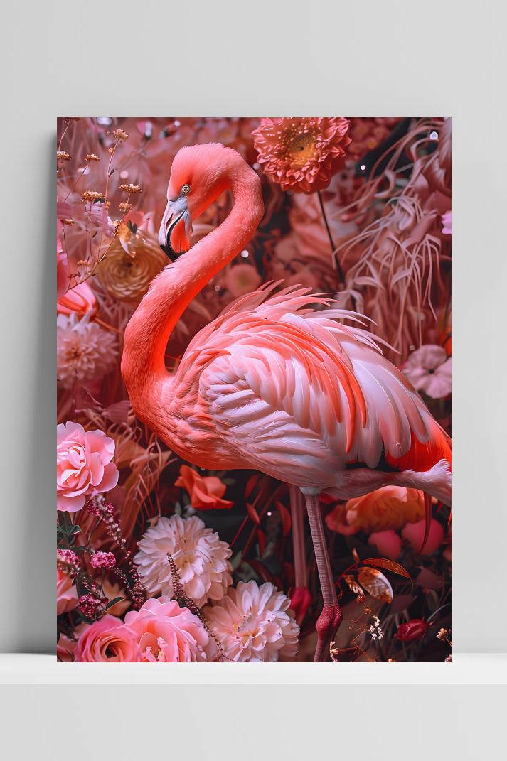 Flamingo Tuin op 3mm aluminium dibond