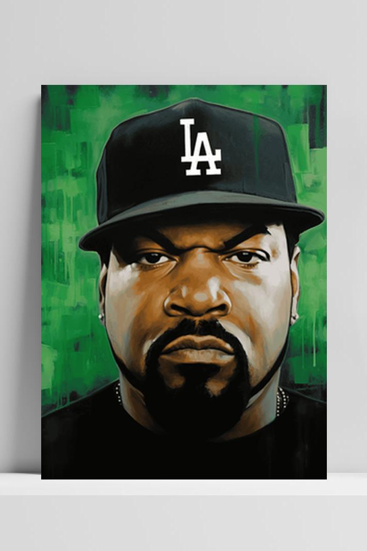Ice Cube Rapper op 3mm aluminium dibond