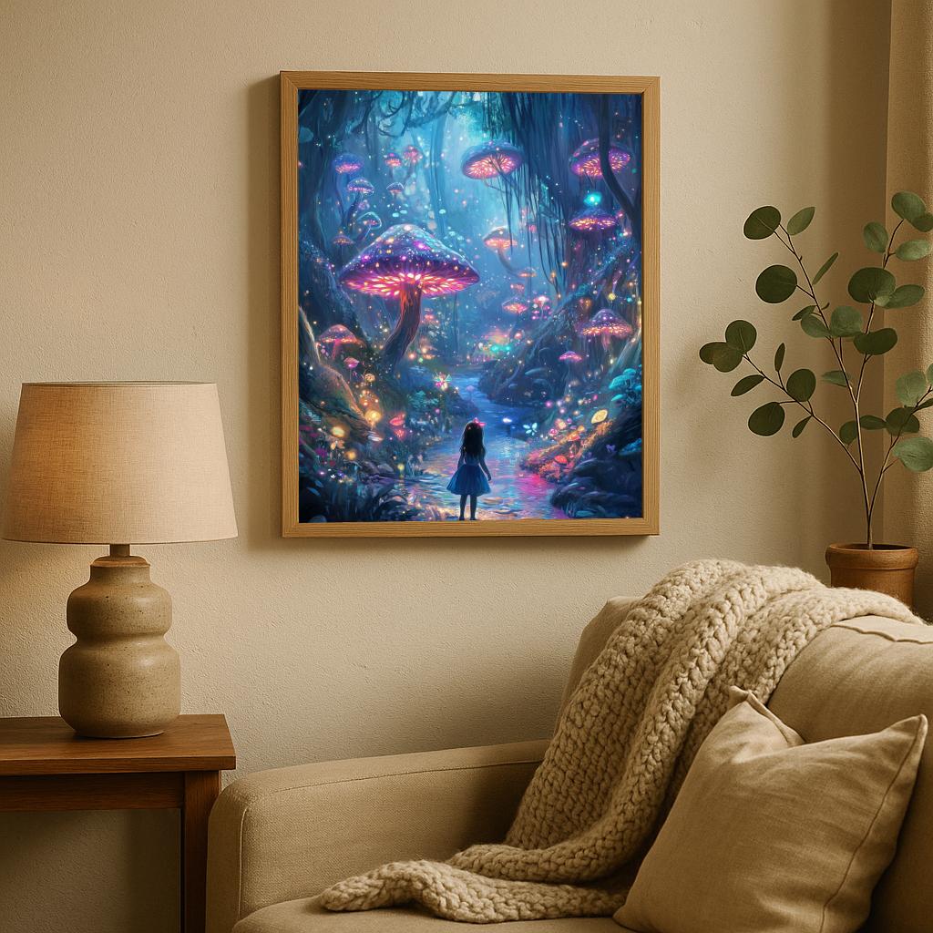 Girl Mushroom Forest poster sfeerbeeld 1