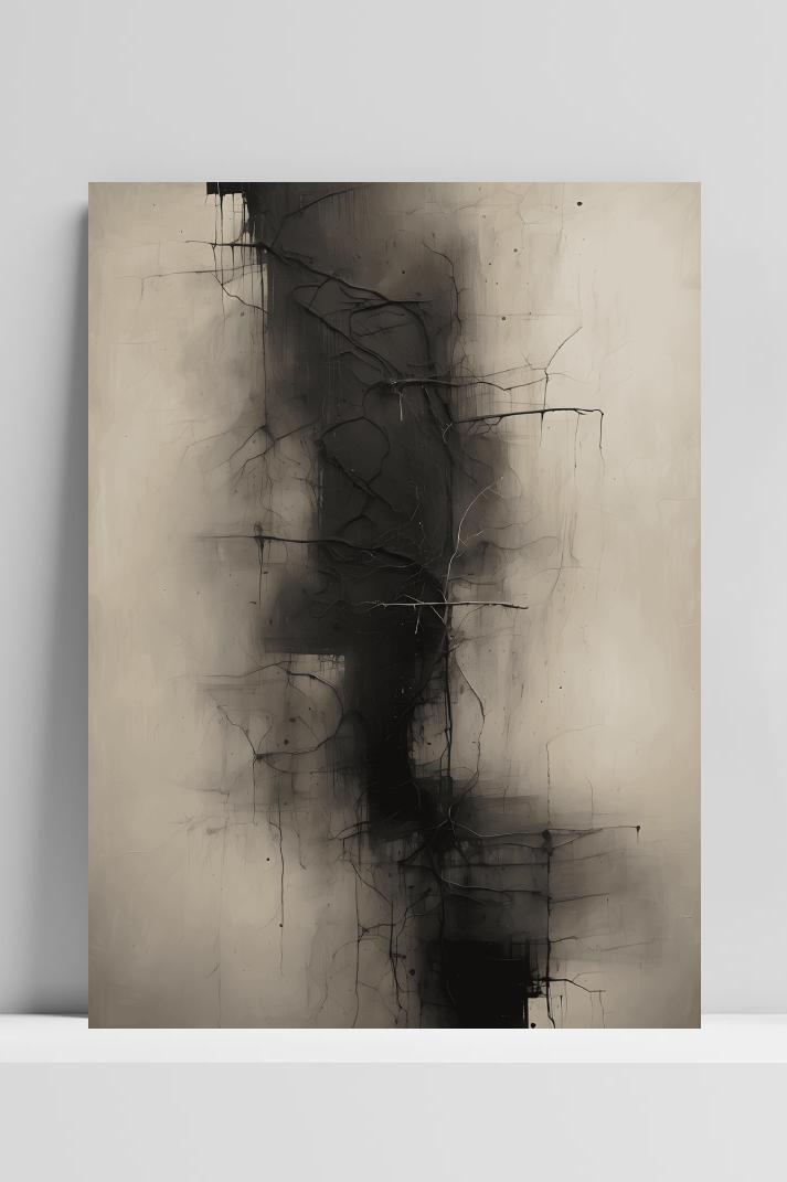 Abstracte Zwart Wit op 3mm aluminium dibond