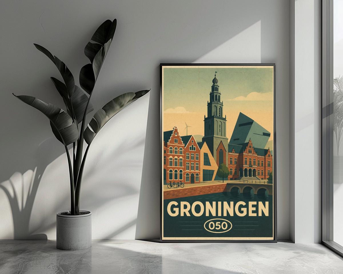 Groningen Netherlands Vintage Text poster van 25 Artstreet