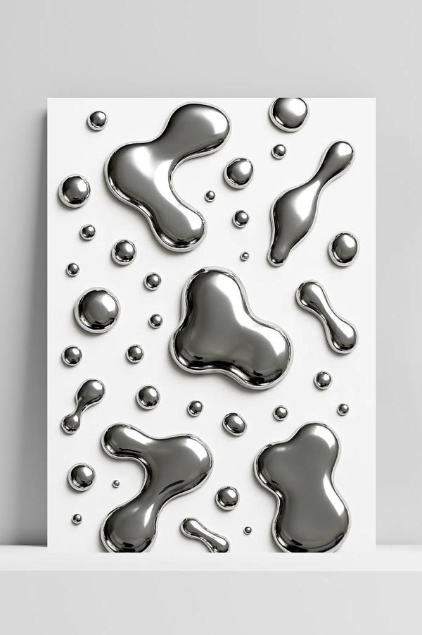 Póster Silver Drops Fluid Mercury