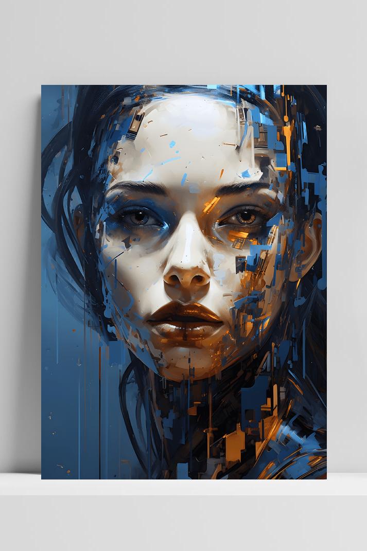 Vrouw Futuristisch op 3mm aluminium dibond