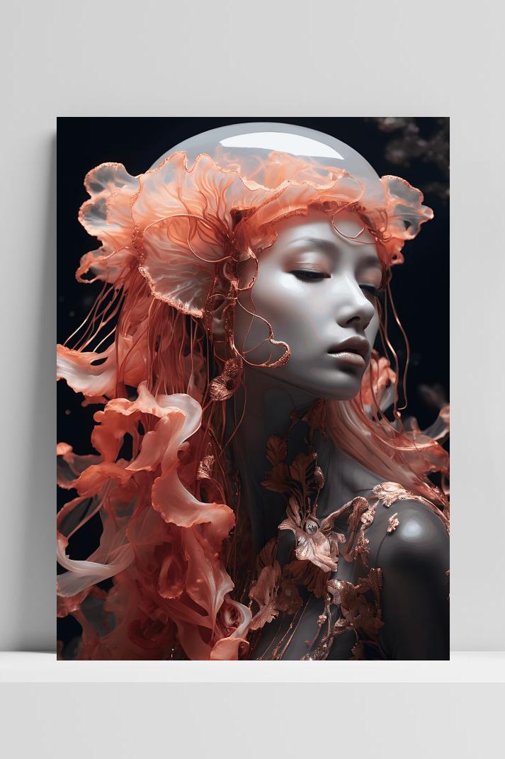 Kwalmeisje Portret op 3mm aluminium dibond