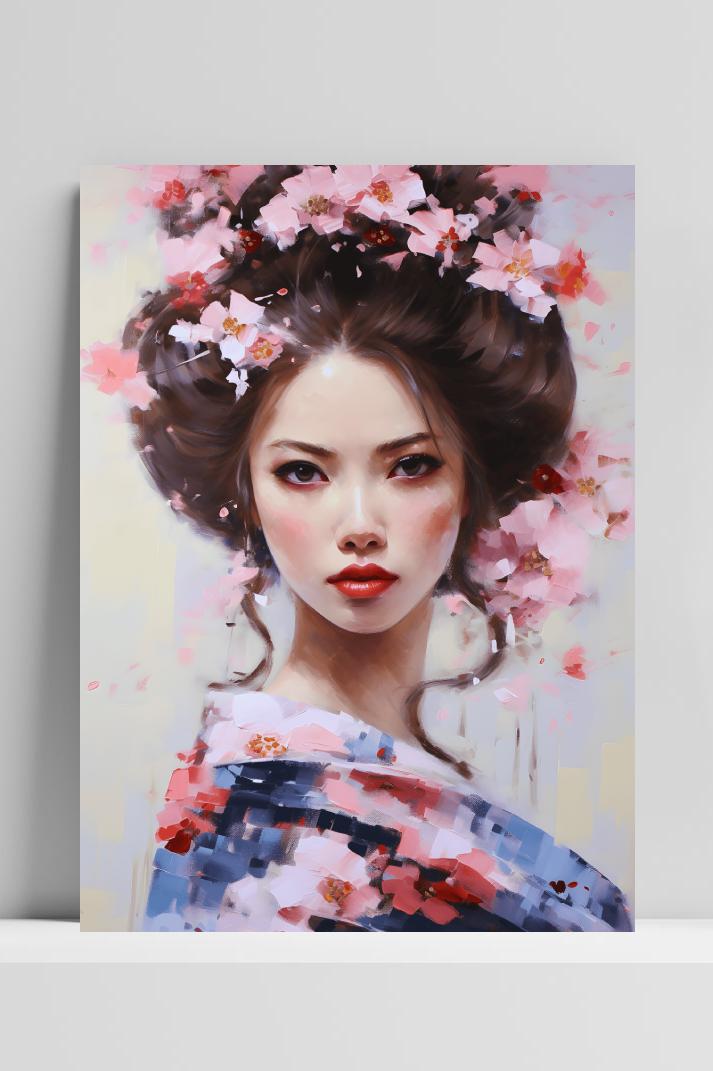 Geisha Bloesem op 3mm aluminium dibond