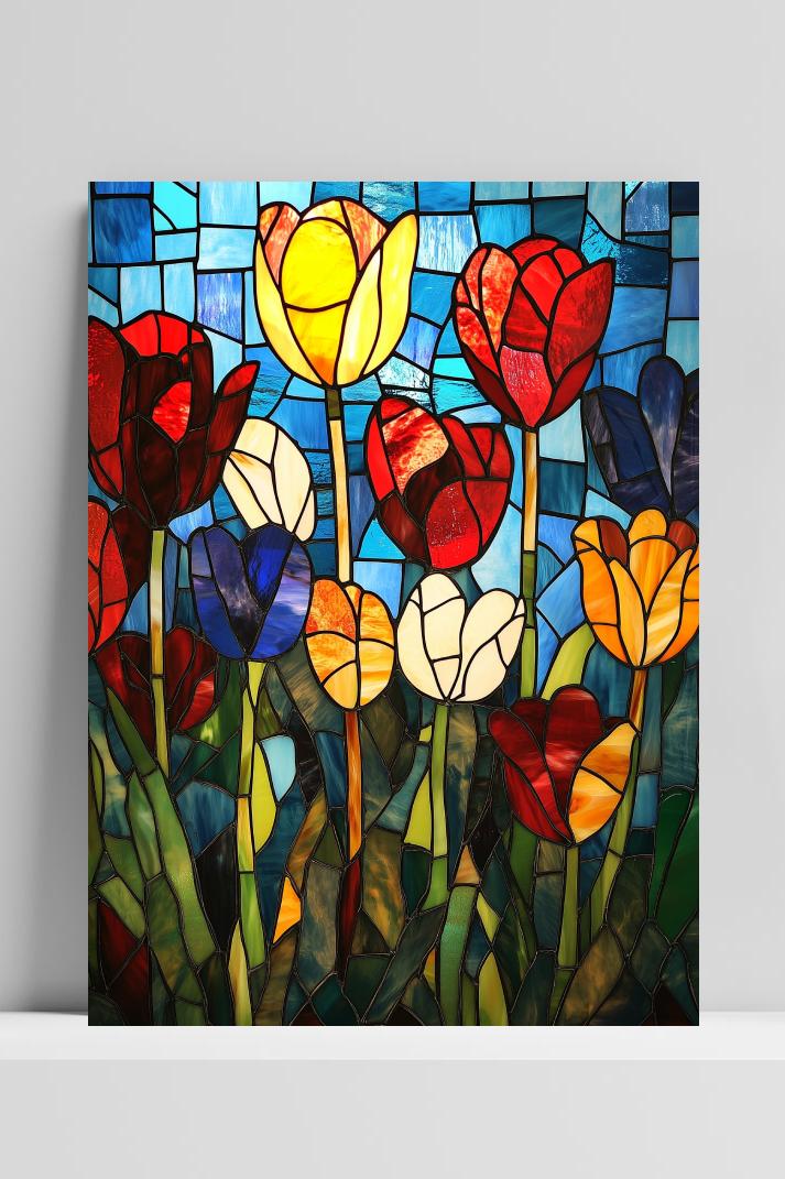 Tulips Mosaic op 3mm aluminium dibond