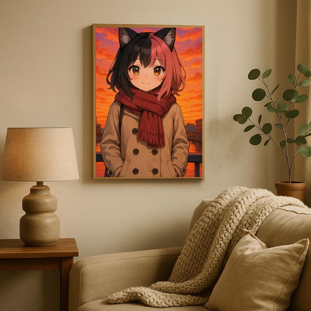 Anime Girl Cat poster sfeerbeeld 2