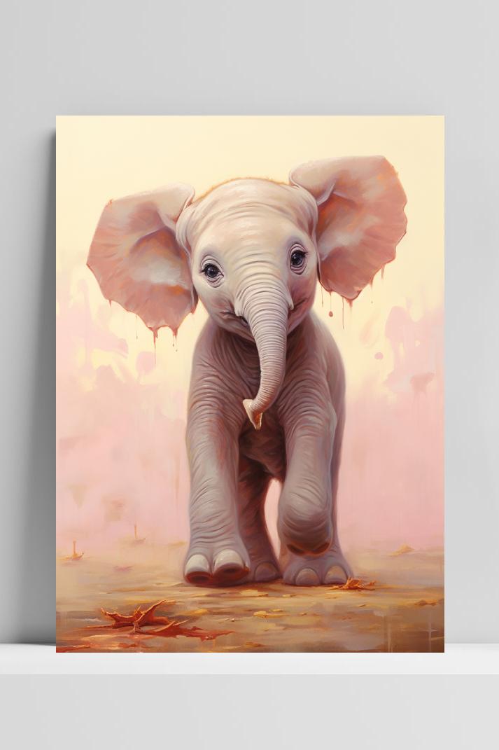 Baby Olifant op 3mm aluminium dibond