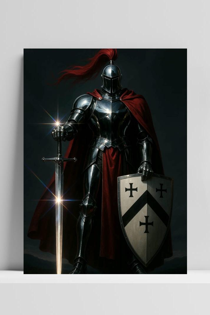 Knight Sword Shield op 3mm aluminium dibond