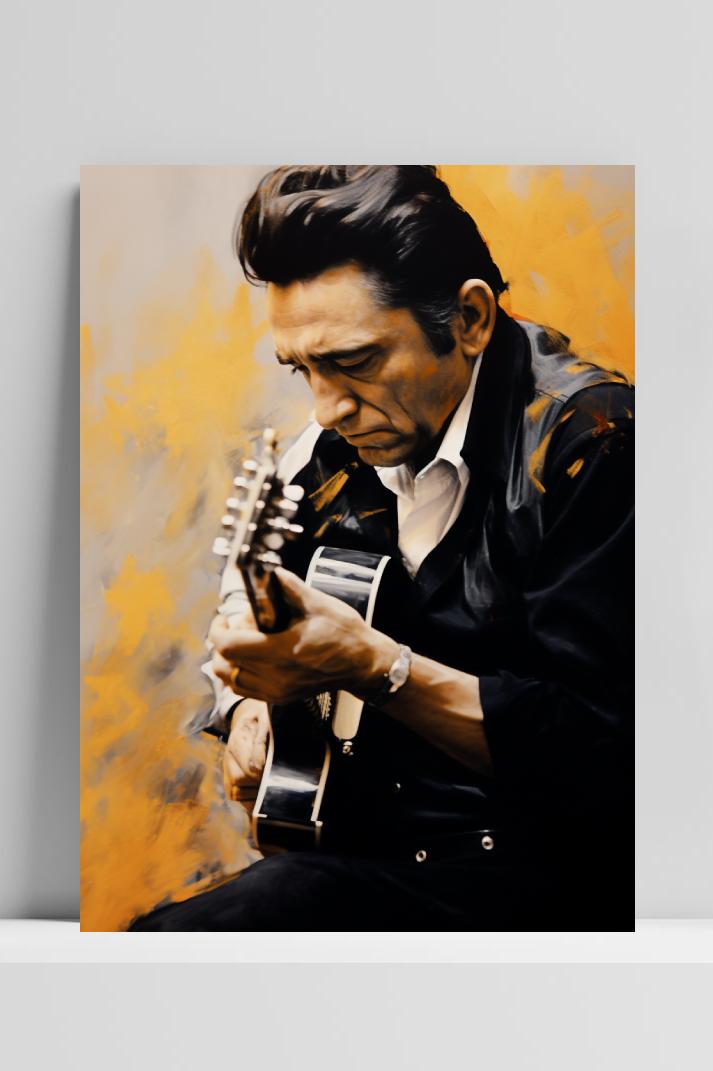 Johnny Cash op 3mm aluminium dibond