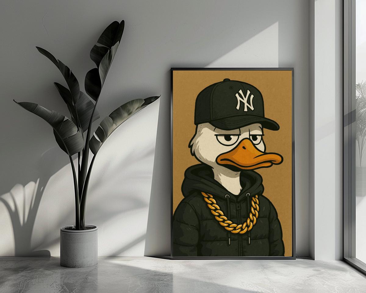 NY Cap Duck Cartoon poster van 25 Artstreet